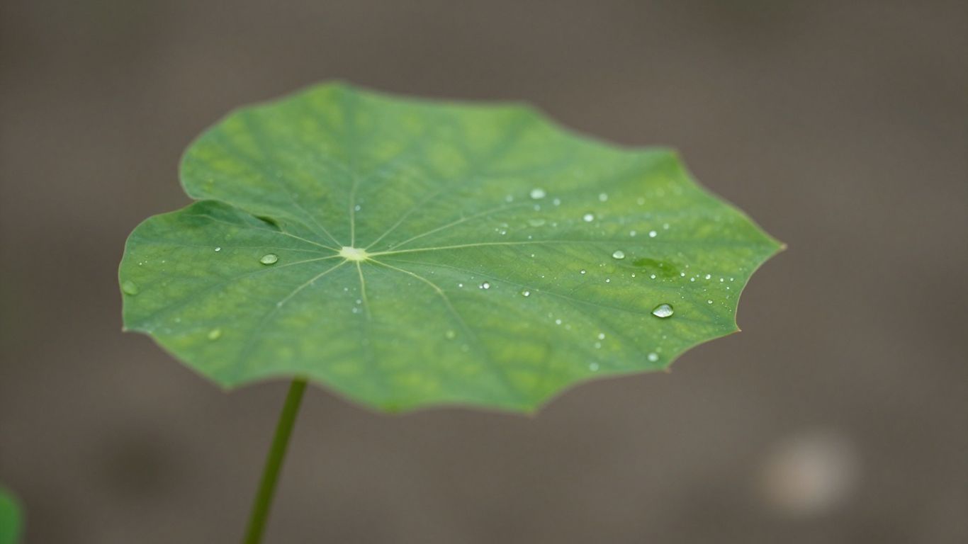 Зелений лист з краплями роси.