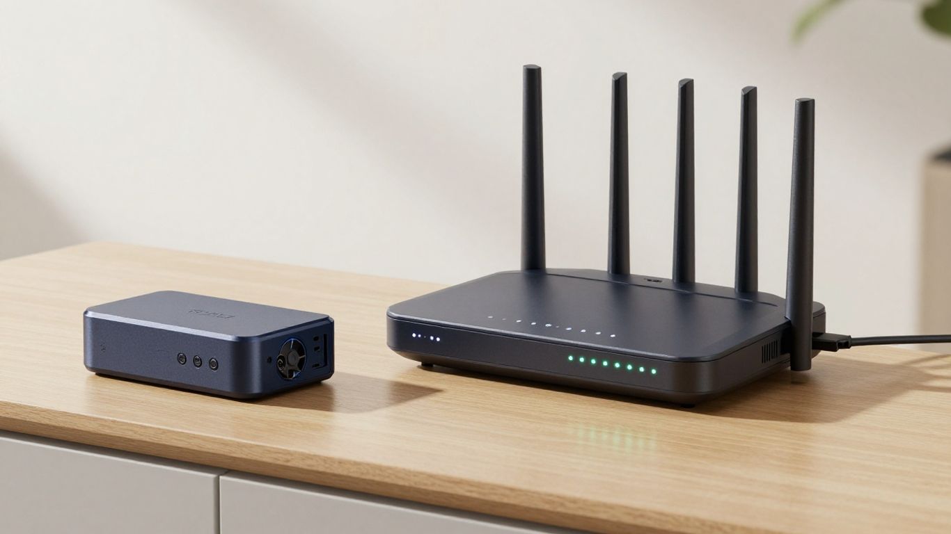 Router and battery backup unit for WiFi power.