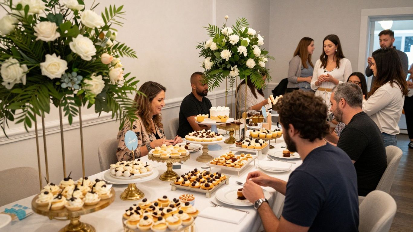 Elegant baby shower venue in Dallas with floral decor.