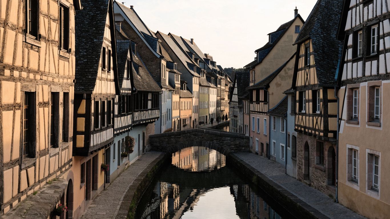 Half-timbered houses beside Colmar canals