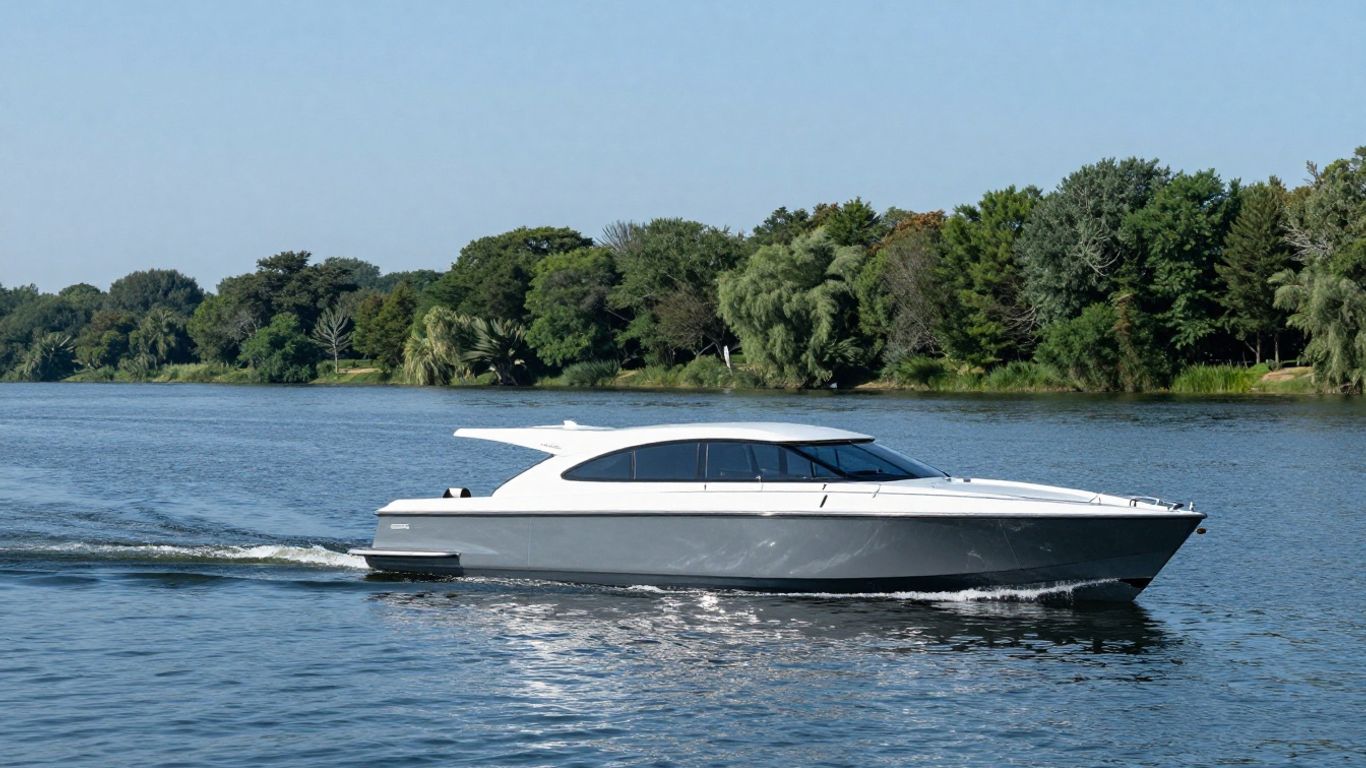 Elektrische boot vaart op rustig water