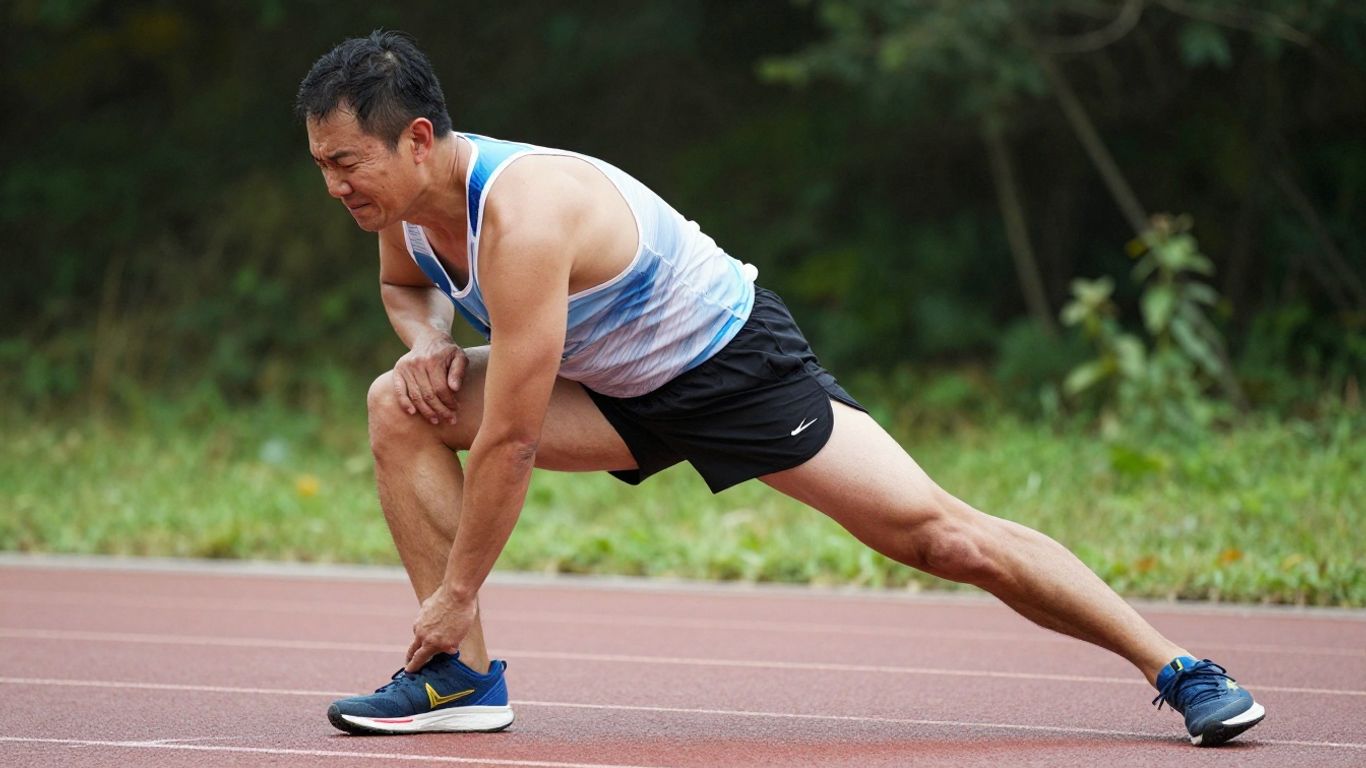 Runner stretching sore butt muscles after running.
