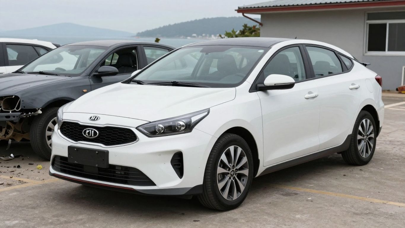 Kia car parts and a complete Kia vehicle.