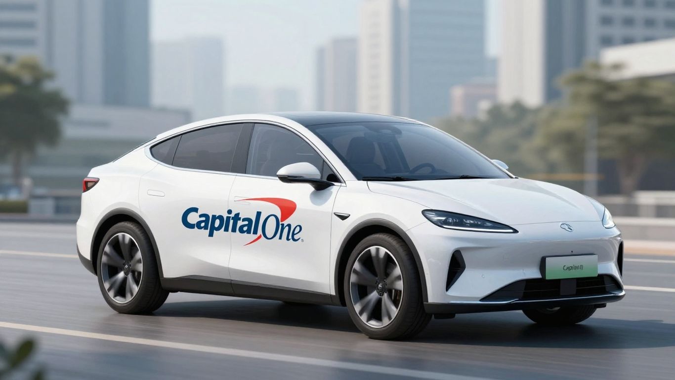 Capital One Auto Finance logo on a car dashboard.