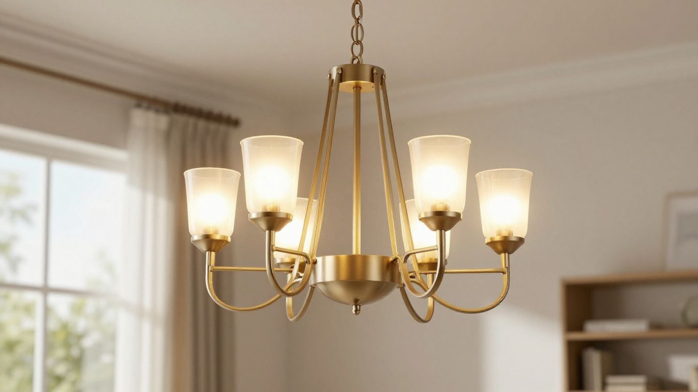 Elegant 3-light chandelier in a bright, stylish room.