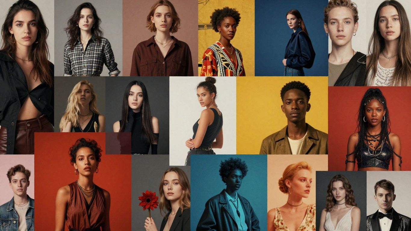 Montagem de fotos criativa com cores vibrantes.