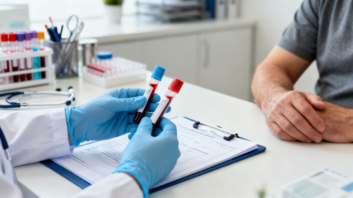 Clinician reviewing laboratory results with patient