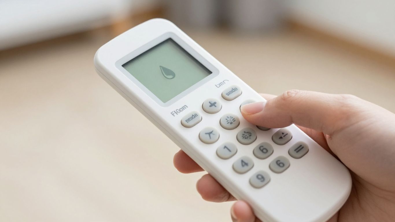 A close-up of a standard air conditioner remote control