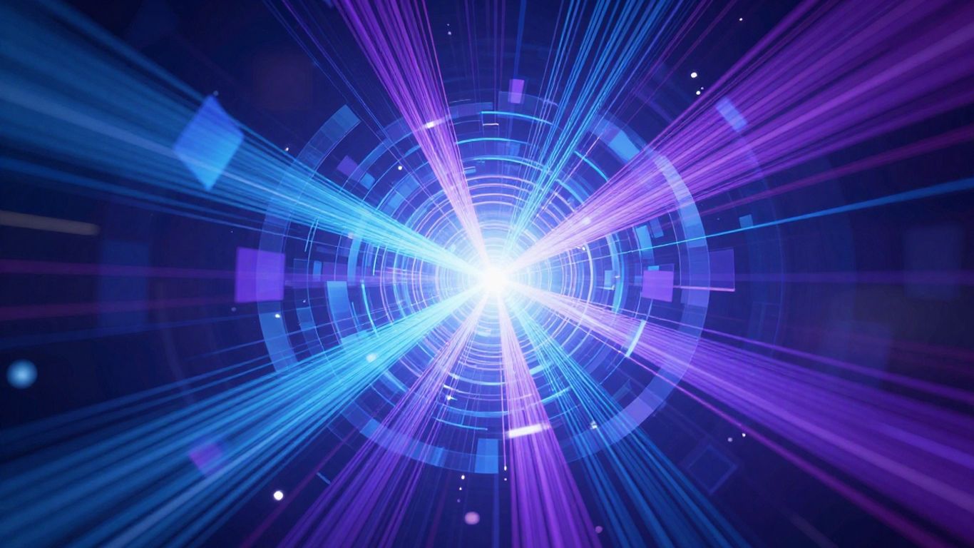 Abstract data streams flowing into a central core.