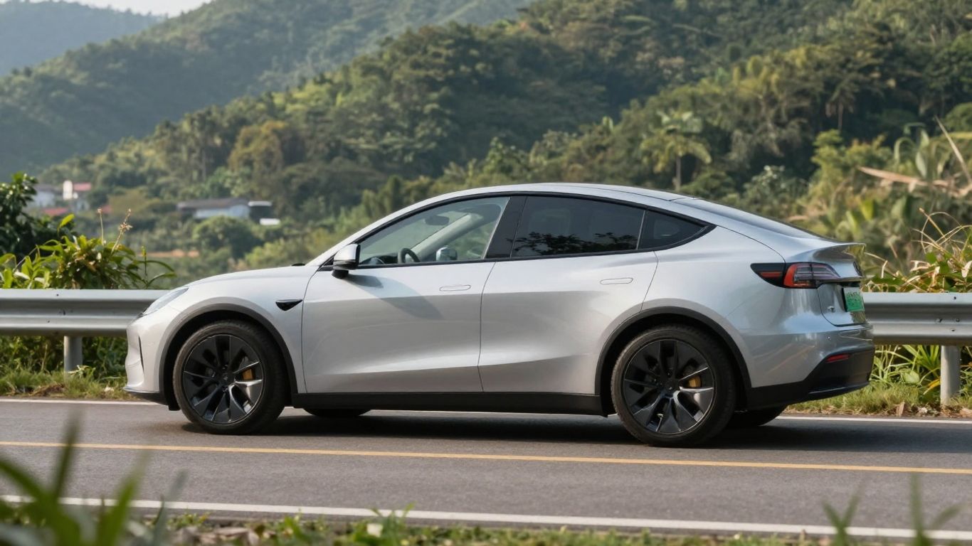 Moderner Hybridwagen auf einer Straße