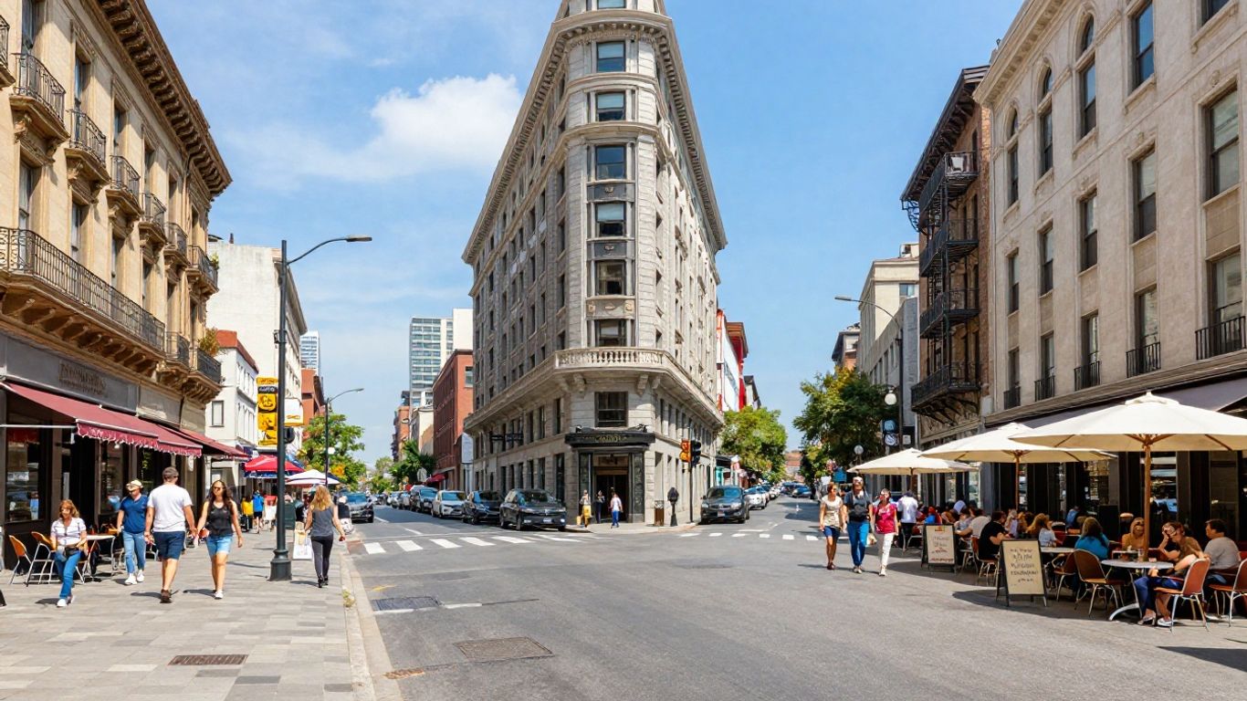 American city meets European square under daylight