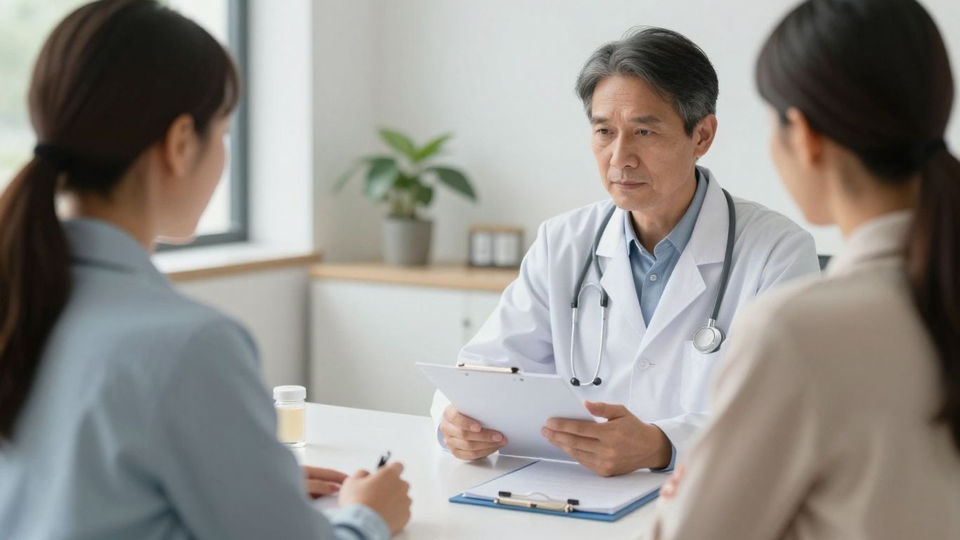 Médico e nutricionista auxiliando paciente com GLP-1.