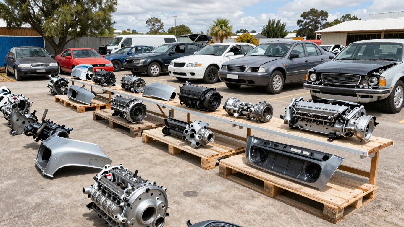 Chrysler car parts at a Canberra auto wrecker.