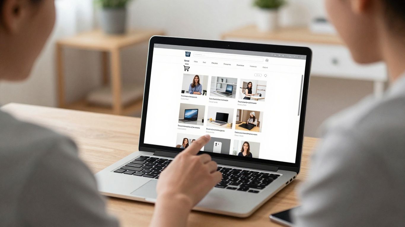 Person making an online purchase on a laptop.