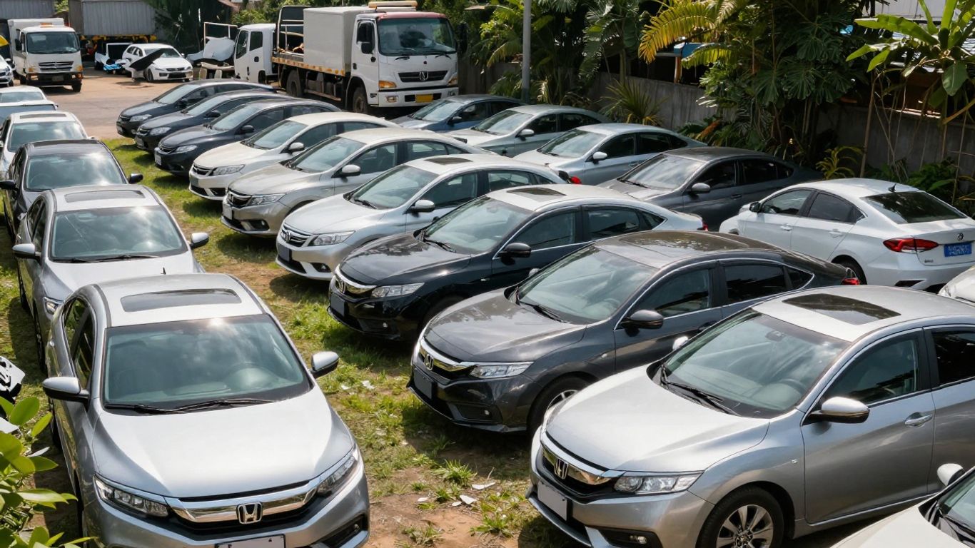 Honda car parts at a Sunshine Coast wrecking yard.