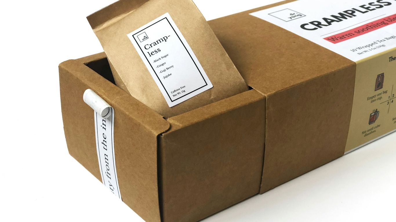 a brown box with a white label on it