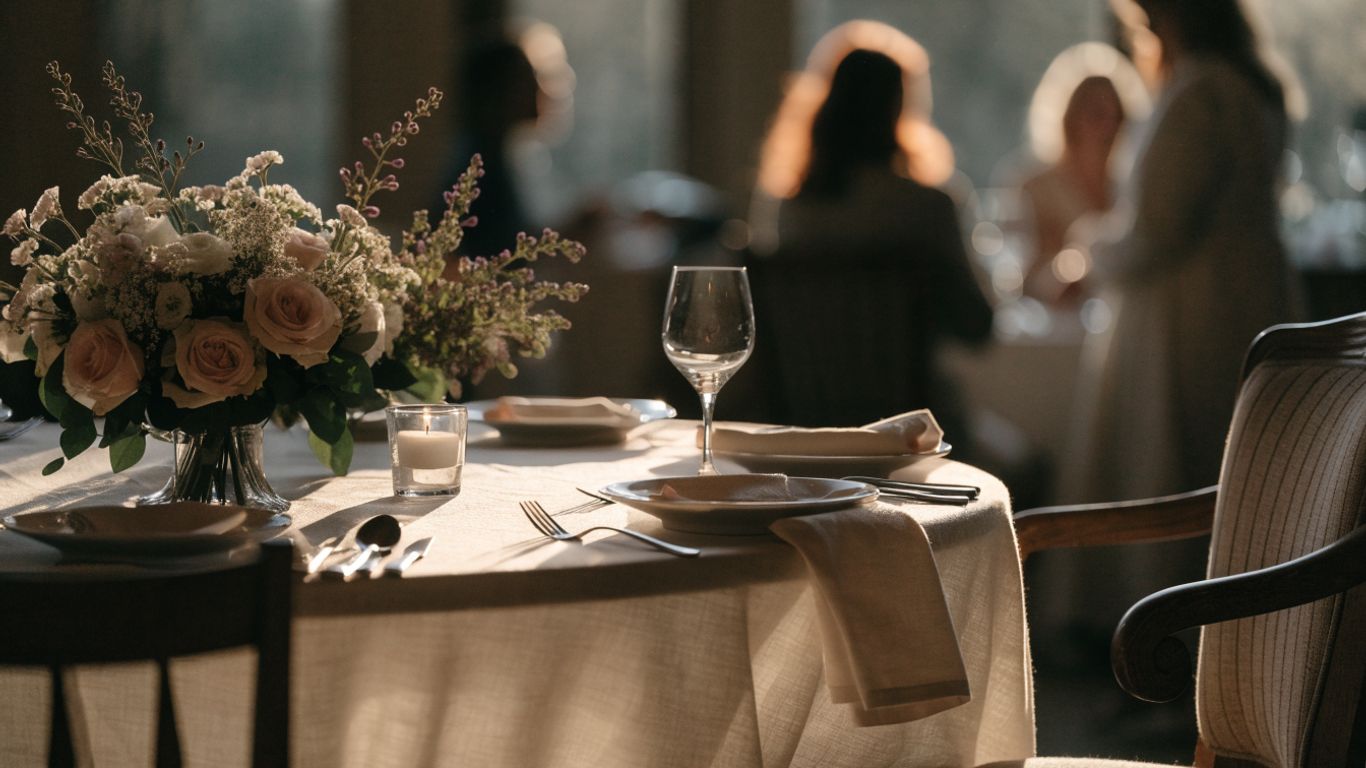 Wedding flowers styled for an intimate reception table
