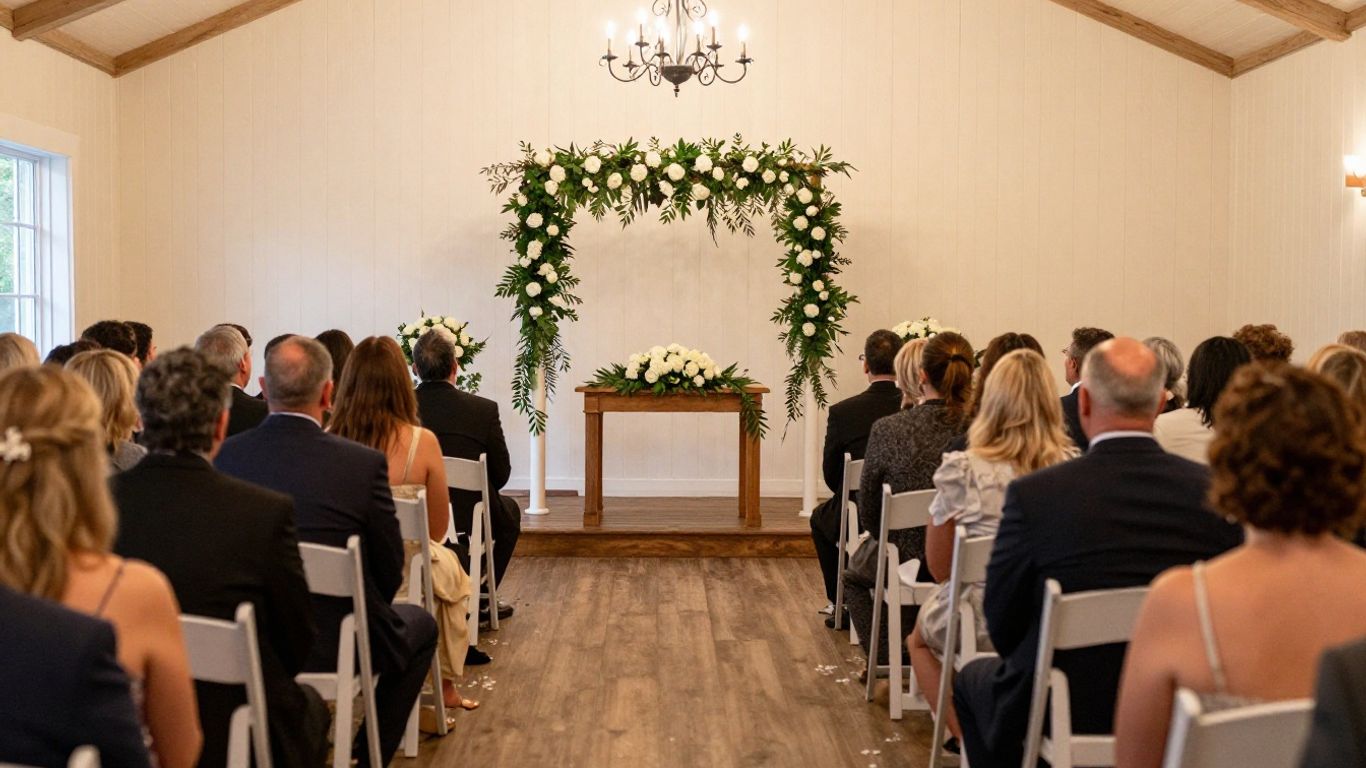 Intimate wedding venue ceremony in Addison, TX.