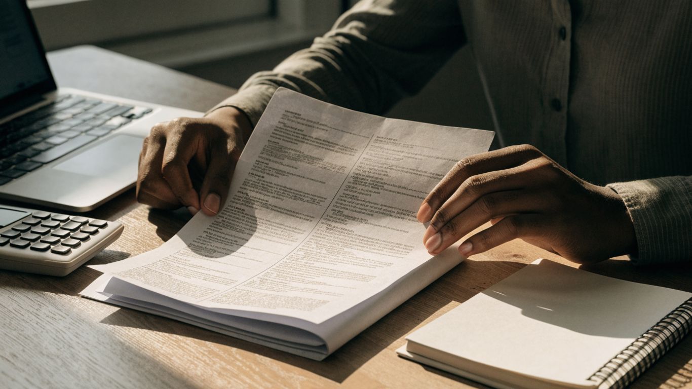 Reviewing trading account terms beside a laptop
