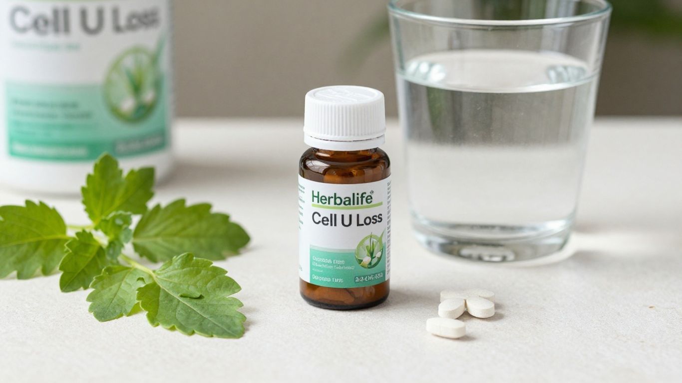 Herbalife Cell U Loss bottle with water and herbs