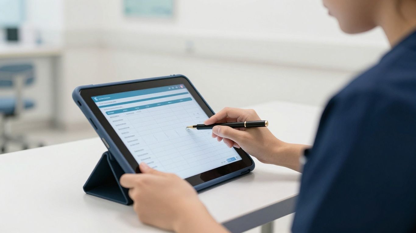Digitale Pflegedokumentation auf einem Tablet