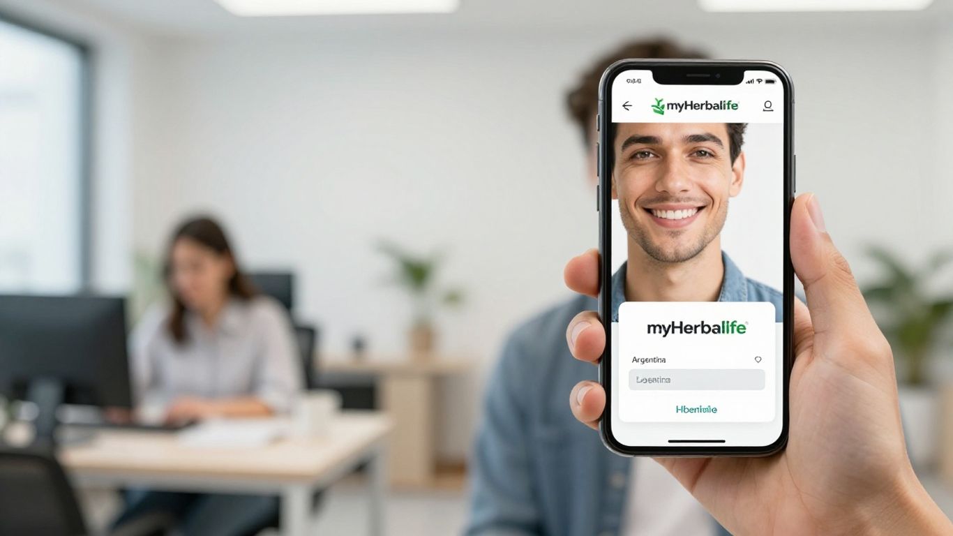 myHerbalife Argentina login page on a smartphone.