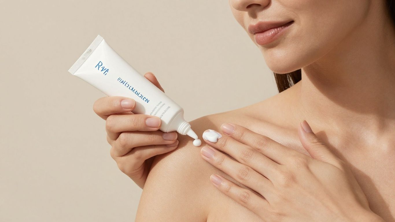 Woman applying stretch mark cream to smooth skin