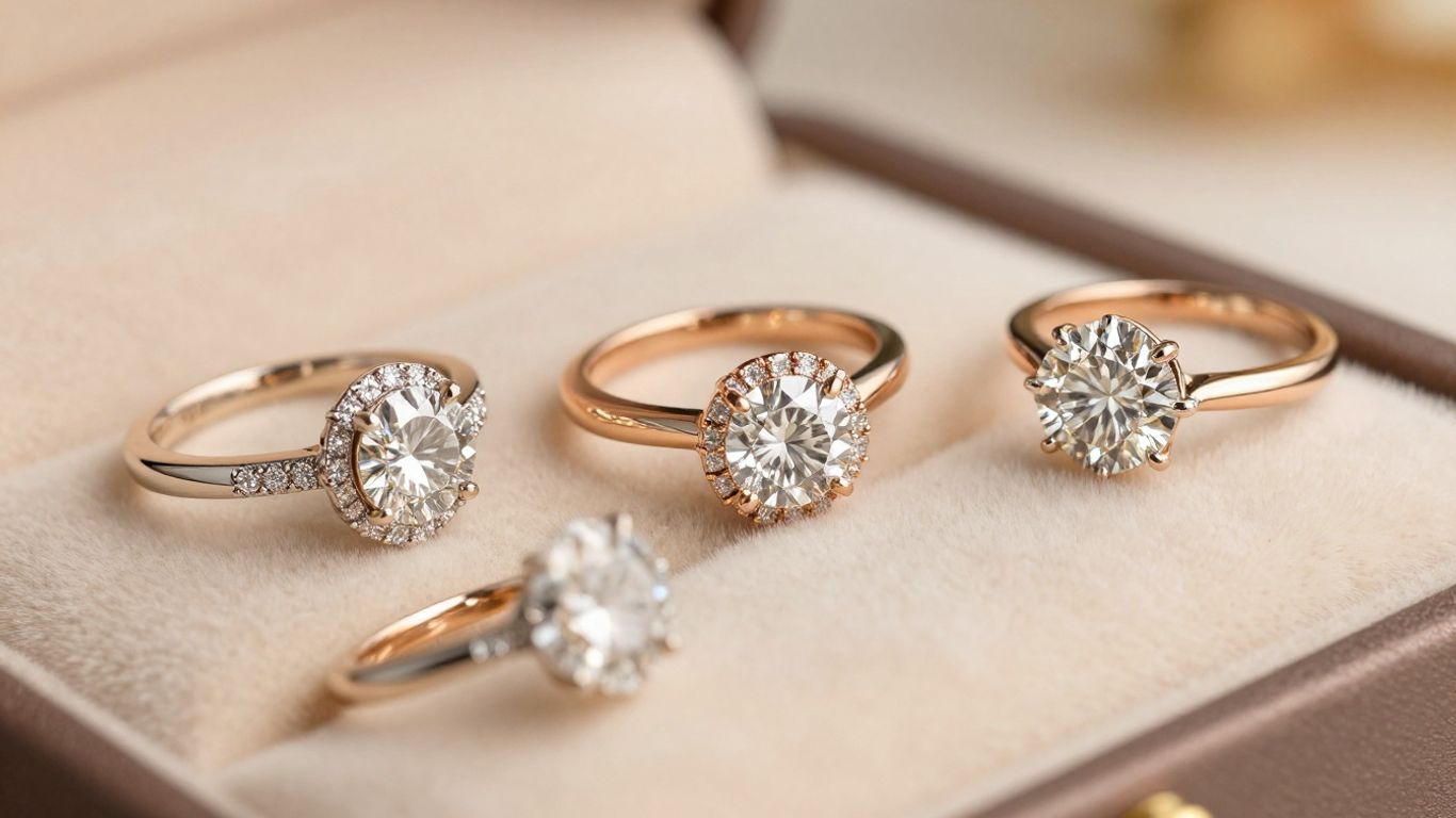 Close view of elegant ring settings