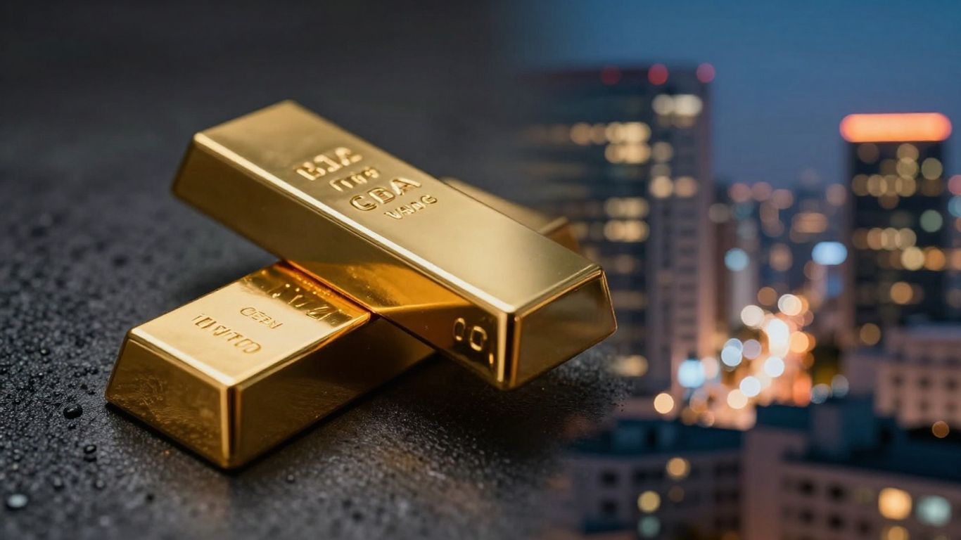 US30 and Gold trading sessions with cityscape and gold bar.