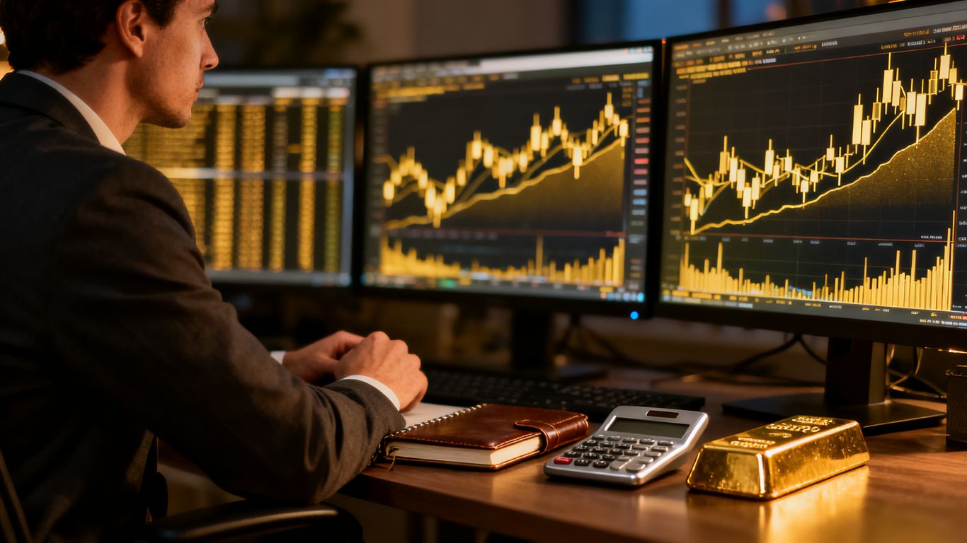 Trader analysing gold price action