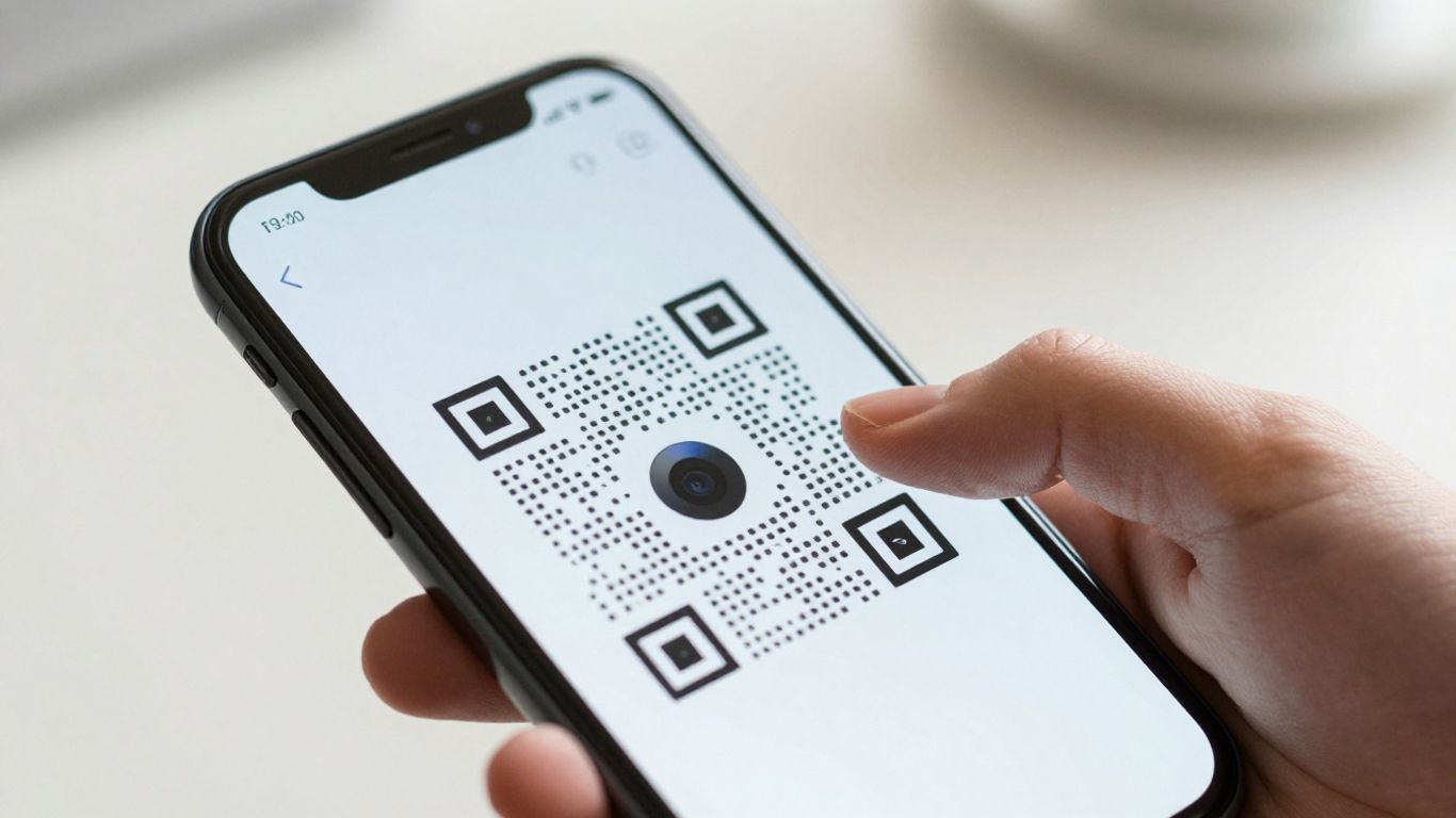 iPhone scanning a QR code.
