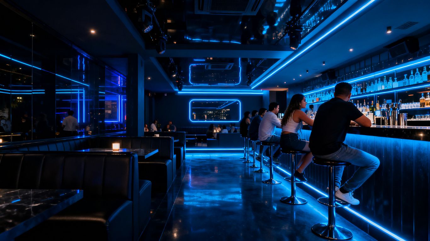 Interior view of modern dance club