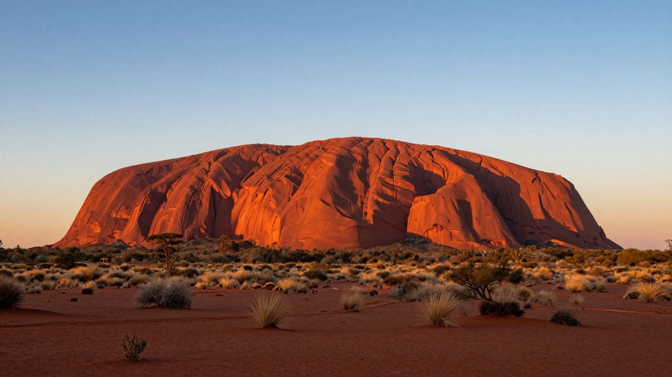 Uluru at sunset, Northern Territory landscape.