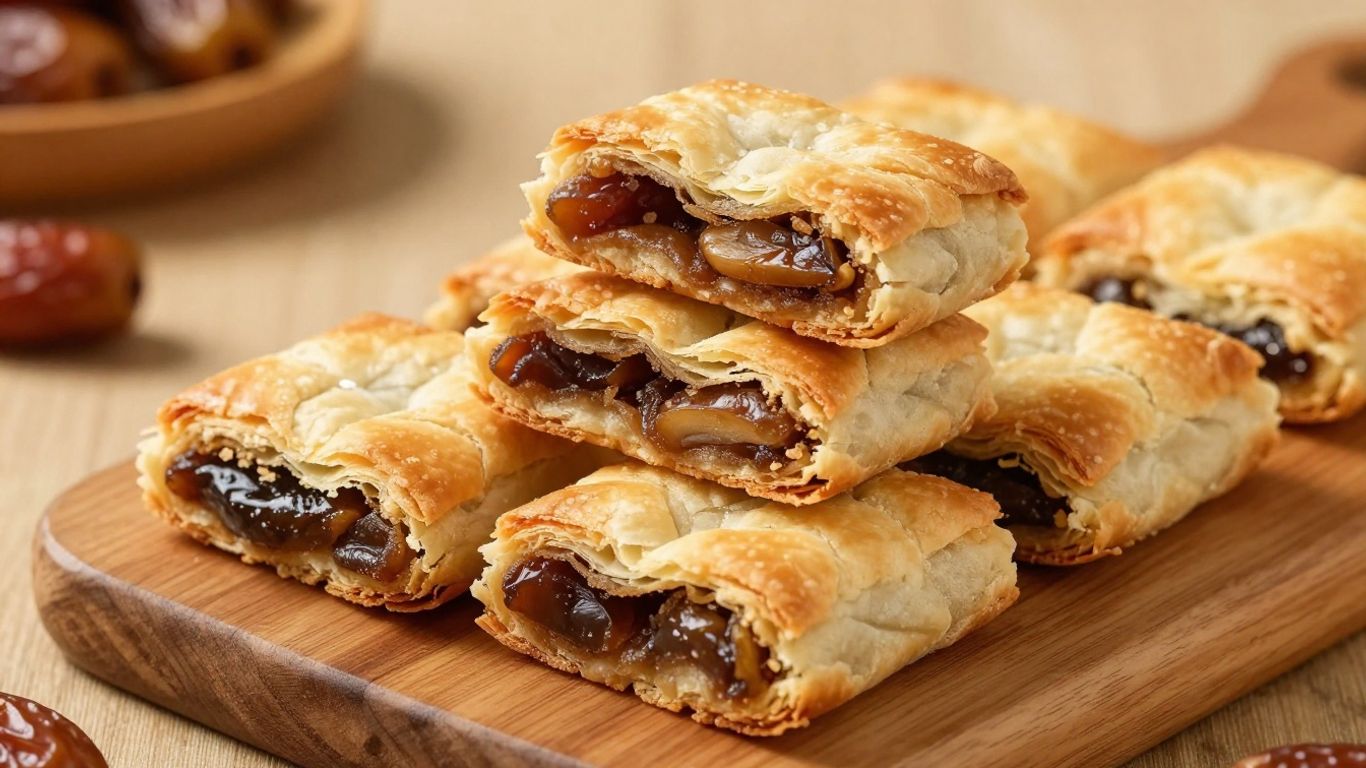 Stacked Maltese imqaret pastries filled with dates