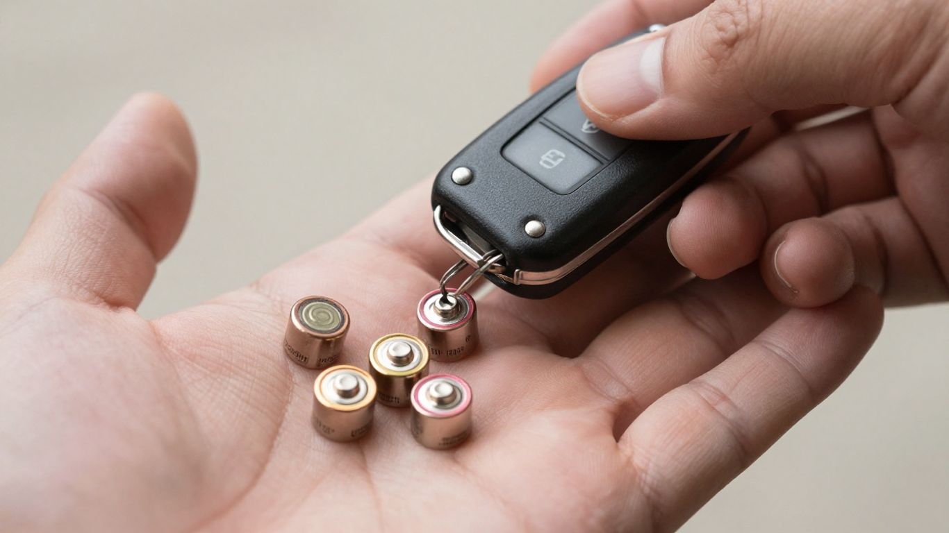 Car key fob with coin cell batteries
