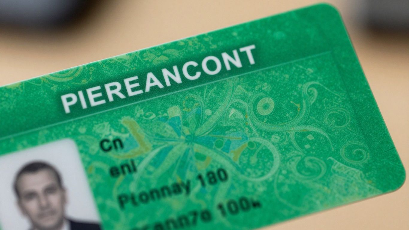 Green card, symbol of US permanent residency.