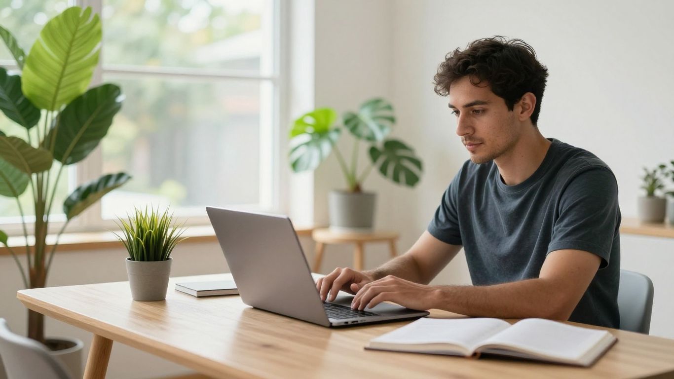 AI-generated image of a professional nomad working remotely