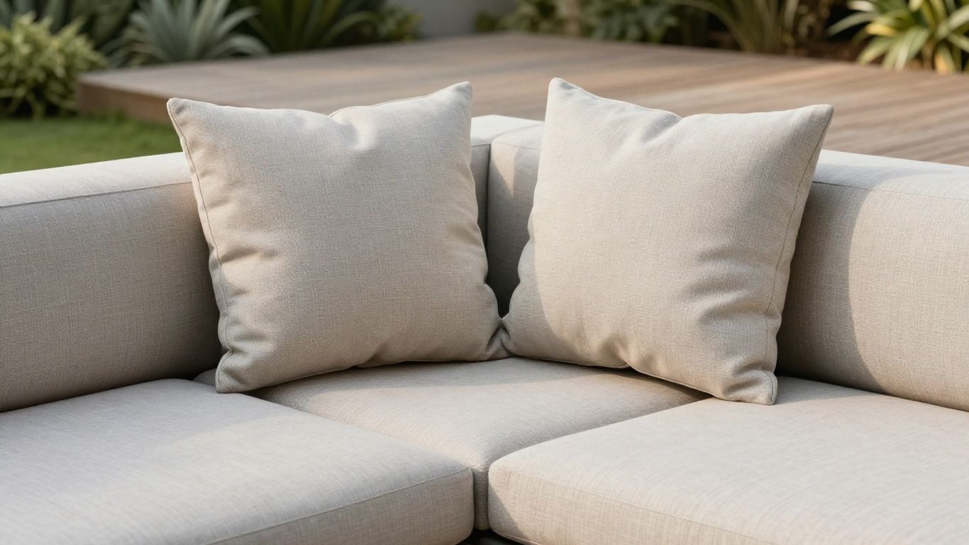 Outdoor cushions drying in soft afternoon light