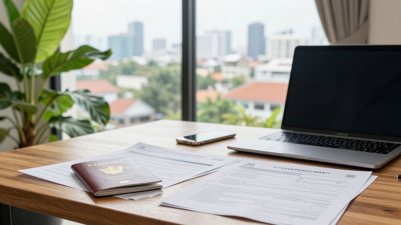 Remote worker reviewing Thailand visa documents