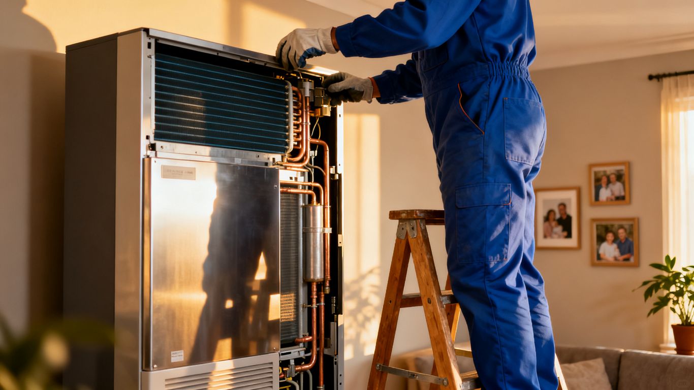 HVAC technician checking a customer system