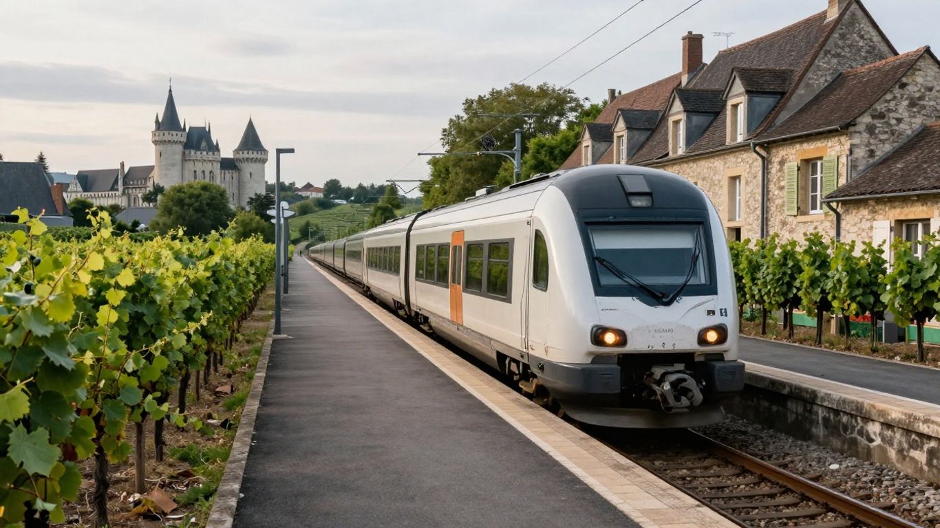 French train arriving near Loire Valley châteaux