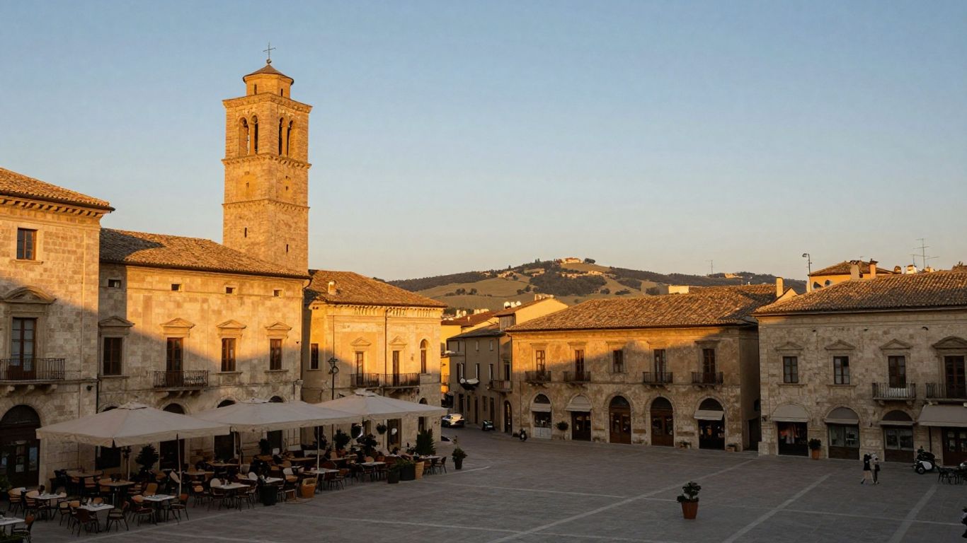 Historic Macerata square and civic tower