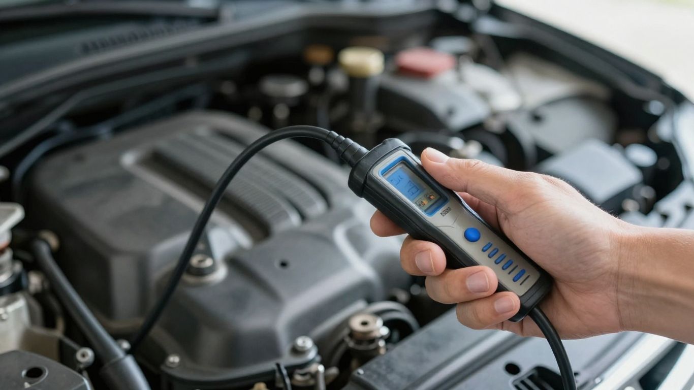 Auto-Teile und Werkzeug mit blauen Akzenten