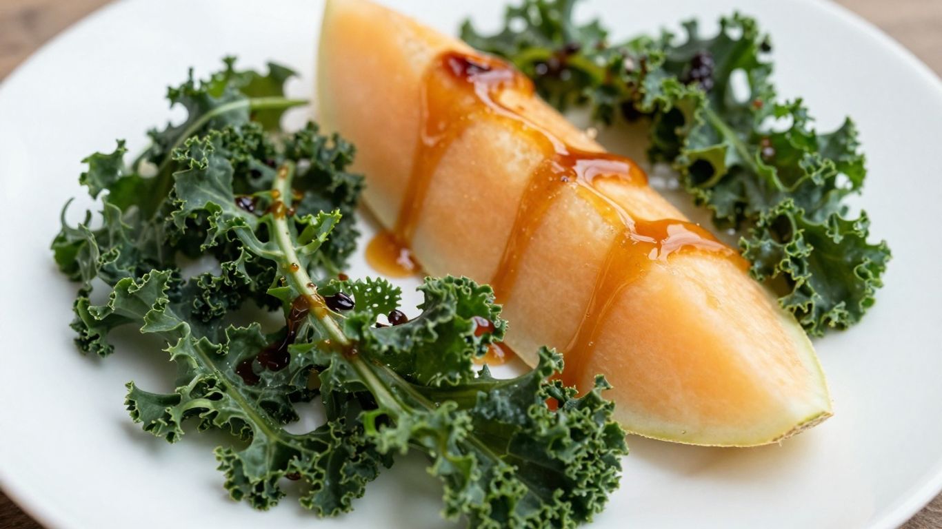 Bitter greens paired with sweet fruit on a plate.