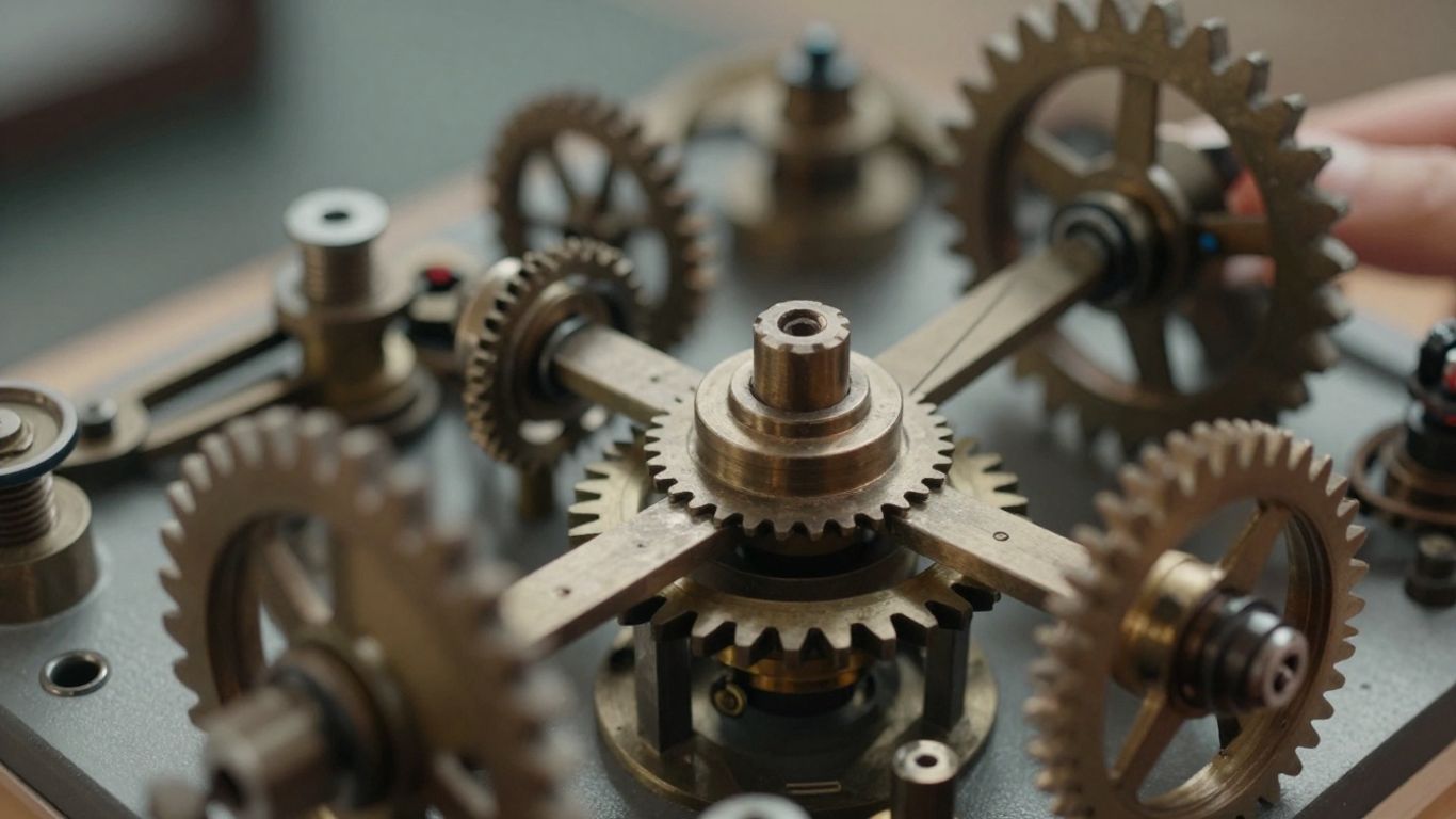 Person finding a key gear in a complex machine.