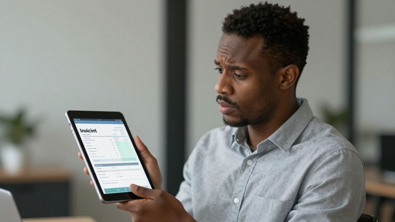 Unternehmer mit Tablet und E-Rechnung
