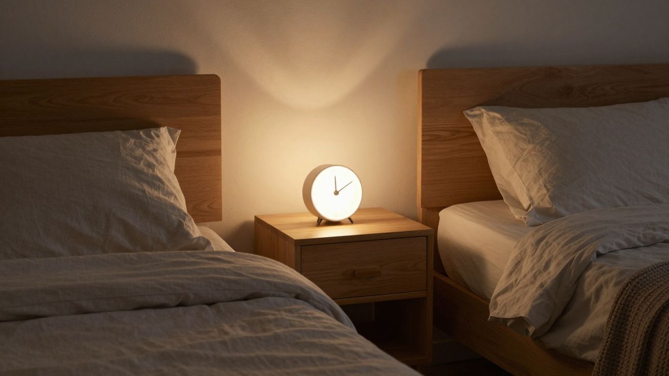 Ruhiges Schlafzimmer mit sanftem Morgenlicht