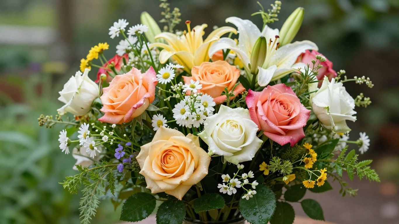 Vibrant bouquet of fresh, local farm flowers.