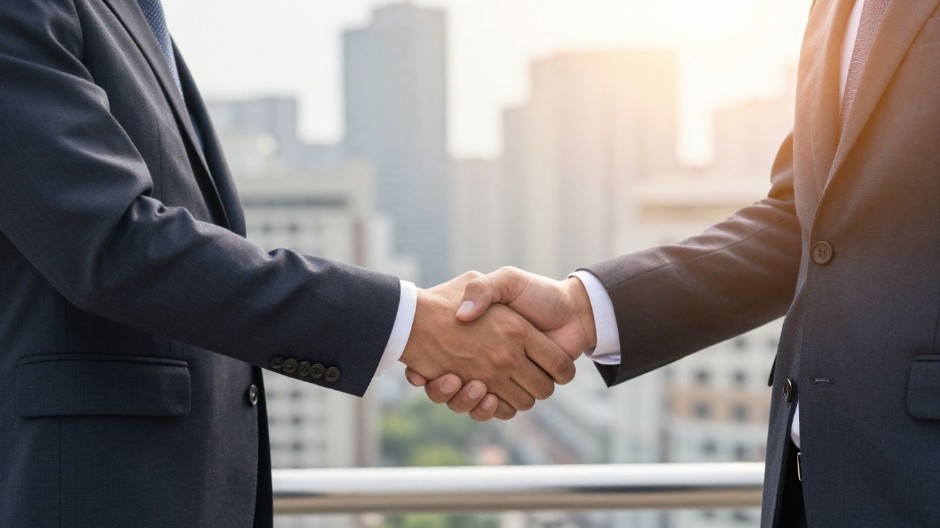 Handshake symbolizing a business deal and future success.