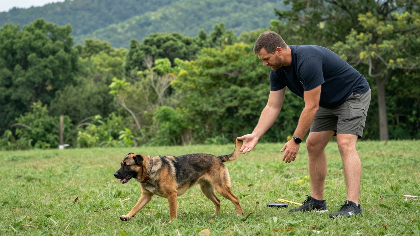 Dog training session in Chattanooga with handler and working dog.